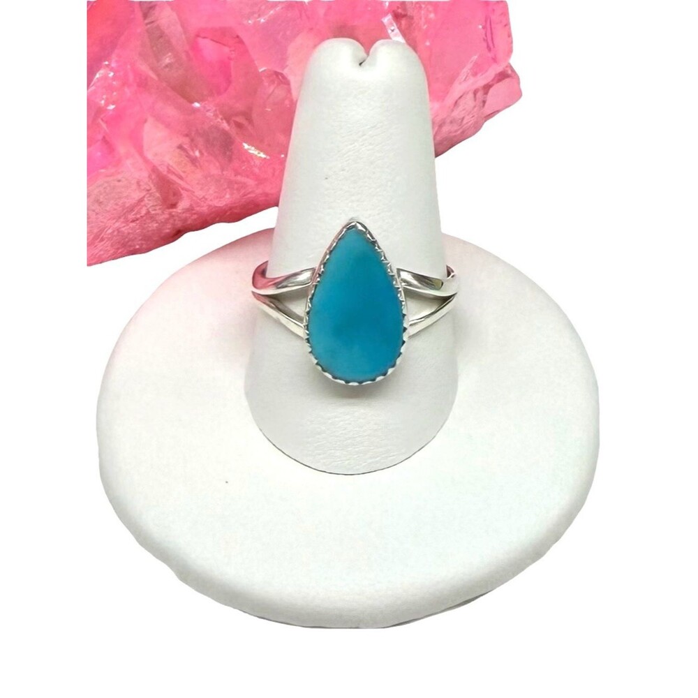 Aztec Mountain Turquoise Ring Size 9 Solid 925 Sterling Silver